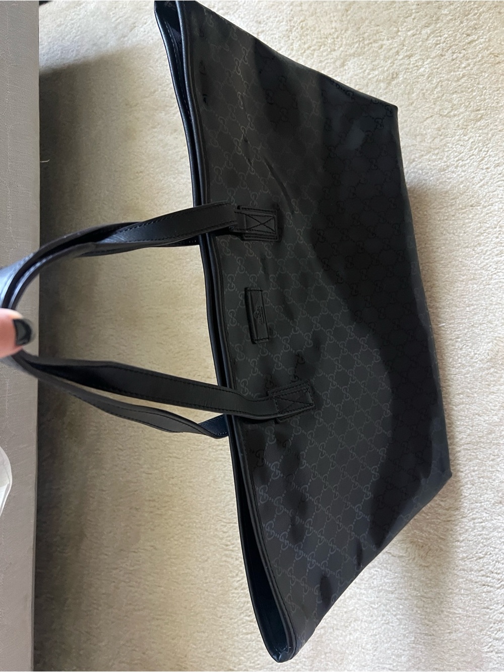 Luxury Black Logo-Print Tote Bag